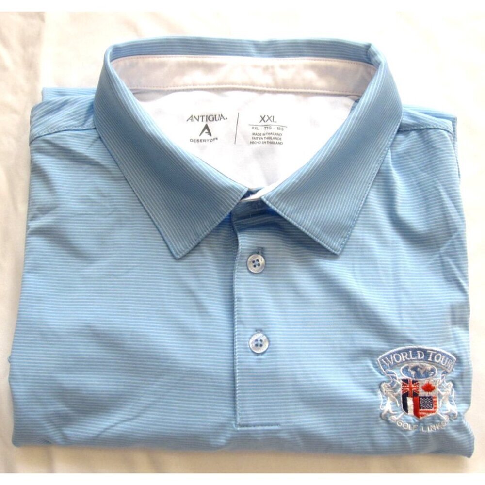 Antiqua Polo Shirt‎ Men World Tour Golf Links UK, US, France, CA Sz XXL (MT993)